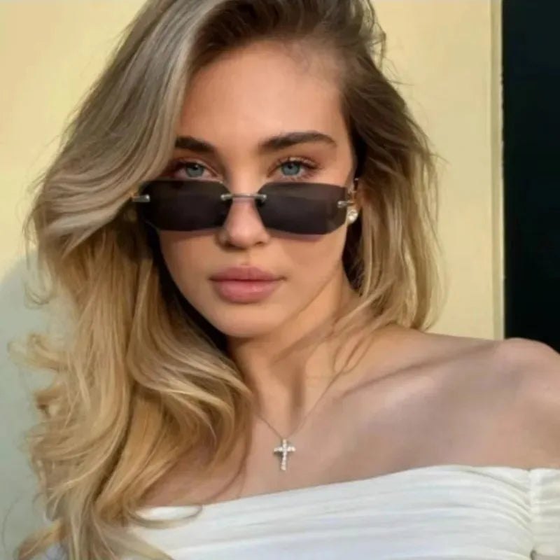 Fashion Punk Square Sunglasses Women Luxury Brand Small Frame Sun Glasses Female Rectangle Metal Mirror Oculos De Sol