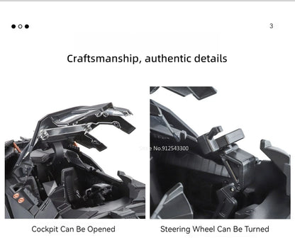 Large Scale 1:18 Batmobile Car Model Toy The Dark Knight Trilogy Sound Light Sliding Spray Alloy Vehicle Models Ornaments Gifts