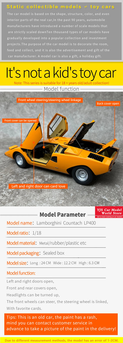 AUTOart 1/18 FOR Lamborghini Countach LP400 Car model   Sports car model metal Send to a friend Holiday gift