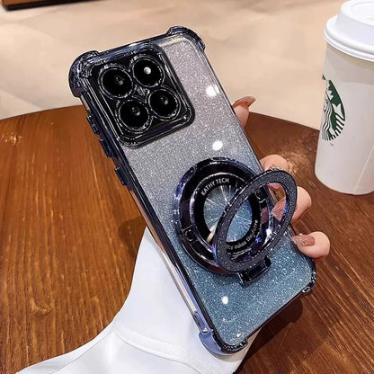 For Xiaomi 15T Pro Glitter Shockproof Magnetic Phone Case For Xiaomi 17 Pro Max 13T 14T 15T Pro 14 15 Ultra Stand Bracket Cover