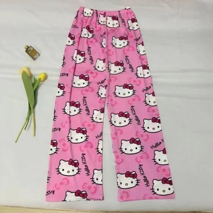 Hello Kitty pajamas summer thin loose casual pants cartoon walking home pants girlfriends can wear outside