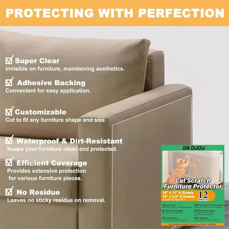 Cat Scratch Deterrent Tape Furniture Protectors From Cats Transparent Self-Adhesive Pet Training Tape for Sofa Furniture Sticker