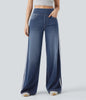 Retro Washed Blue Side Stripe Jeans Women's Y2K High Street Loose Wide Leg Pants Casual Comfortable High Waist Denim Jeans