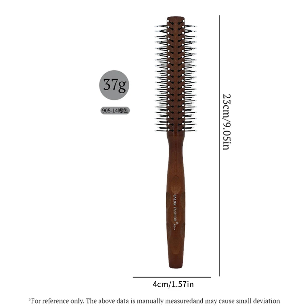 Hair Round Comb Natural Wood Handle Round Barrel Hair Comb For Thin Or Short Hair Men Women Use Anti Static Brush Styling Tools