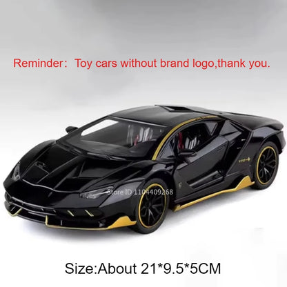 Lambor SCV12 LP770- 1:24  Car Model Alloy Diecast Sound Light Pull Back Doors Opened Vehicle Models Toy