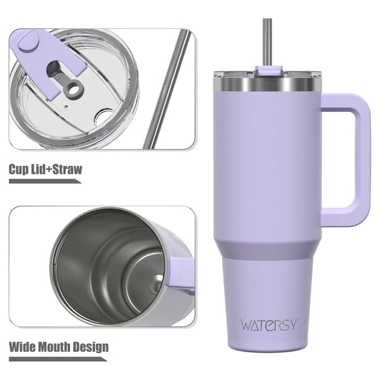 30/40oz Tumbler With Handle and Straw Large Capacity Stainless Steel Thermal Cup for Coffee Double Vacuum Insulated Mug