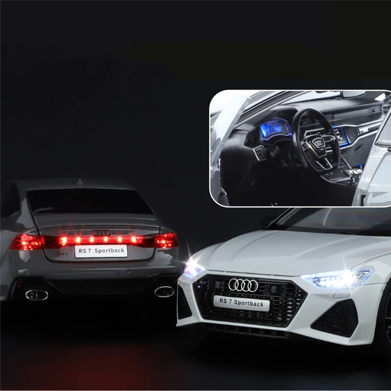 Key Remote Control Version 1:18 AUDI RS7 Alloy Sports Car Model Diecast Metal Racing Vehicle Car Model Sound Light Toy Gift