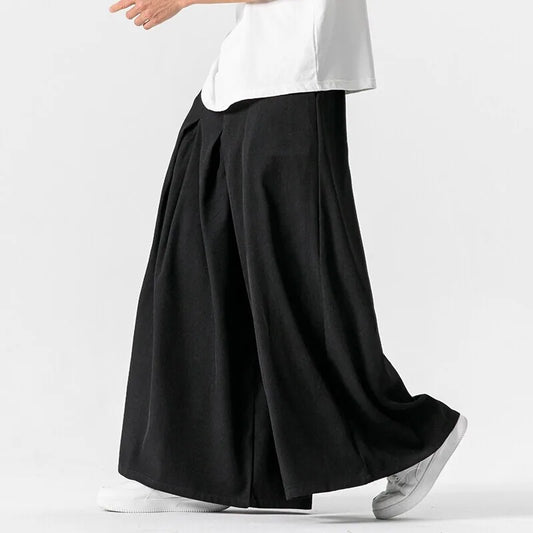 Men Wide Leg Pants Dark Wind Solid Color Casual Pants Mens Loose Lantern Trousers Male Retro Bottoms