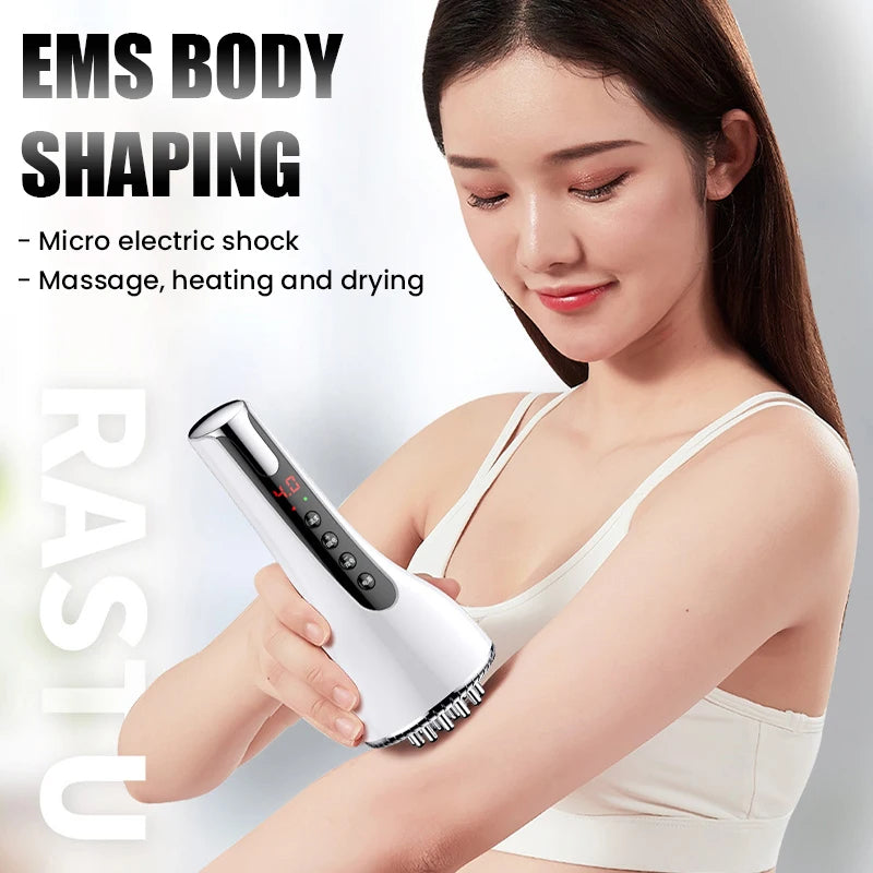 Electric Microcurrent Meridian Brush Body Massager GuaSha Red Light Hot Compress Scraping Lymphatic Drainage Device Fat Burner