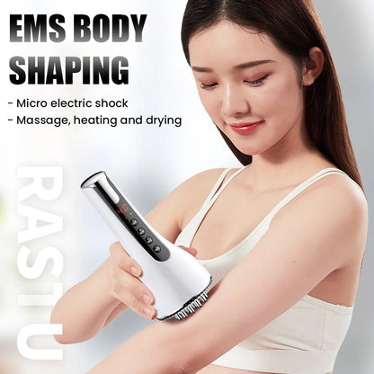 Electric Microcurrent Meridian Brush Body Massager GuaSha Red Light Hot Compress Scraping Lymphatic Drainage Device Fat Burner