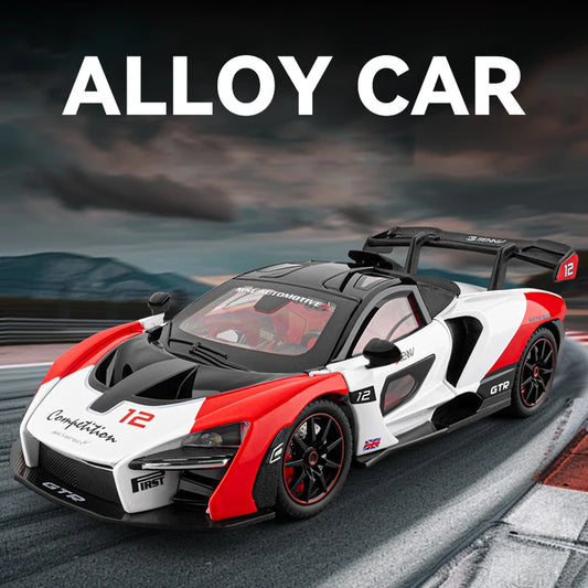Simulated 1/24 McLaren Senna car model with sound and lights, track version sports car model, boys gift, collection ornaments