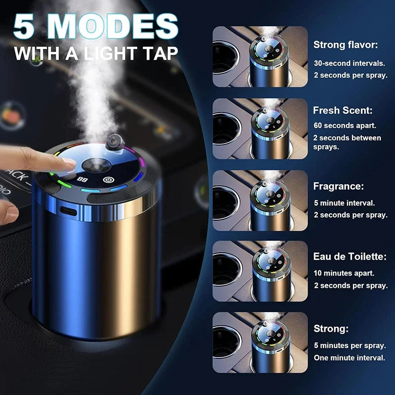 Smart Car Air Aromatherapy Diffuser Fragrance Car Air Fresheners Adjustable Humidifier Essential Oil Diffuser LED Ambient Light