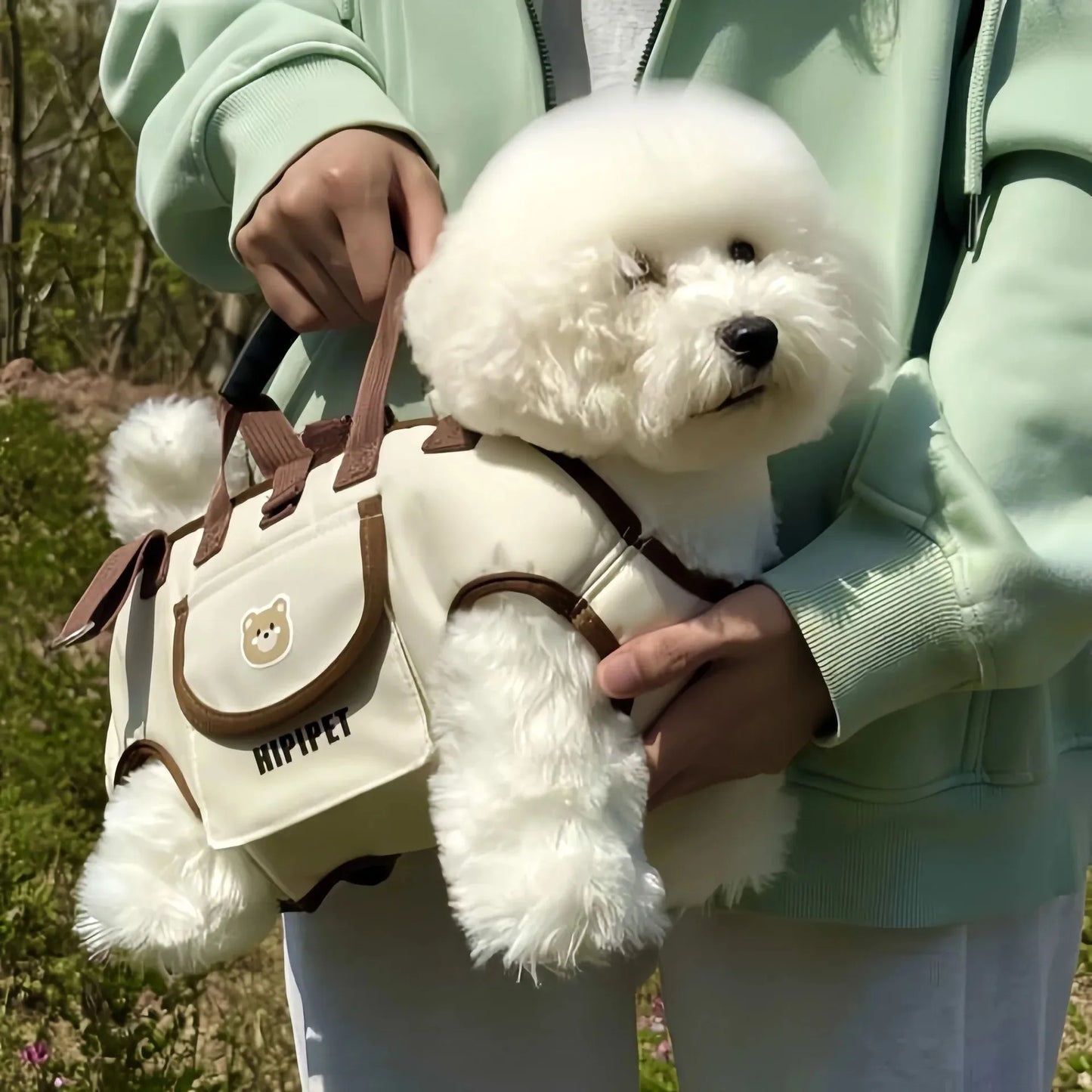 Portable multi-functional towing backpack, double-shoulder dog backpack, crossbody pet transport bag, breathable outdoor pet bag