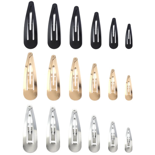 50pcs Water Drop Shaped Hairpin Simple Metal Snap BB Hair Clips Barrettes for DIY Handmade Headwear Hair Tools Accessories