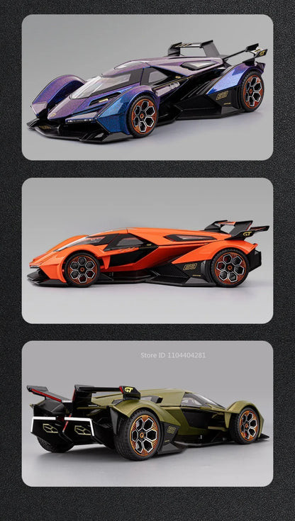 Lambor V12 Apollo EVO 1:18 Model Car Diecast Alloy Car Doors Opened Sound Light Pull Back Miniature Sportscar Collect Decoration