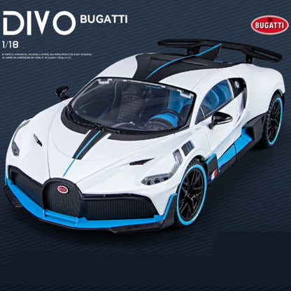 Large Size 1/18 Bugatti DIVO Alloy Sports Car Model Diecasts Metal Toy Vehicles Car Model Simulation Sound Light Gifts