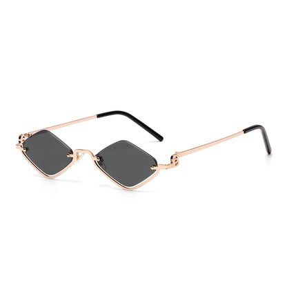 Small Frame Hexagon Sunglasses Women 2026 Luxury Brand Metal Rimless Rhombus Sun Glasses For Female Retro Polygon Eyewear UV400