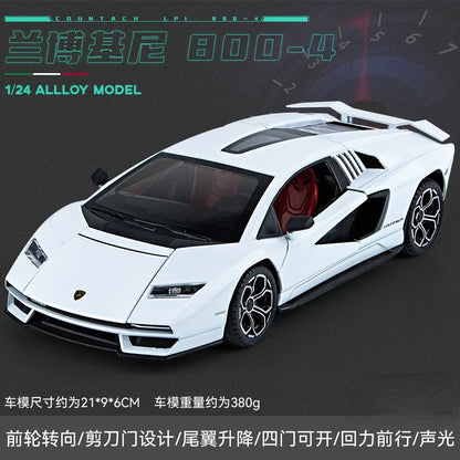 Lamborghini Countach LPI 800-4 Simulation1:24  Diecast Metal Alloy Model car Sound Light Pull Back CollectionToy Gifts