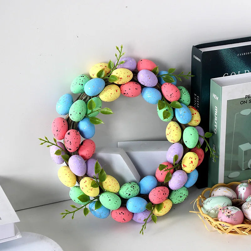 Easter Garland Creative Easter Egg Element Wreath Window Door Garden Gate Decorative Hanging Holiday Party Decor Door Sign