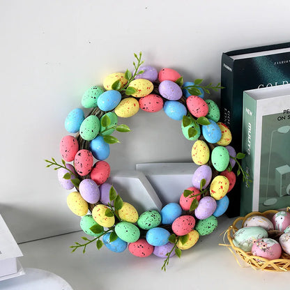Easter Garland Creative Easter Egg Element Wreath Window Door Garden Gate Decorative Hanging Holiday Party Decor Door Sign
