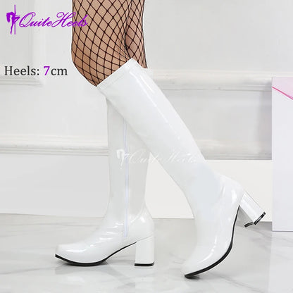Costumes 60s 70s Go Go Boot Retro1960s Ladies Women's Knee-High Boots Fancy Dress Gogo Party Dance Gothic Shoes Large Size 36-46