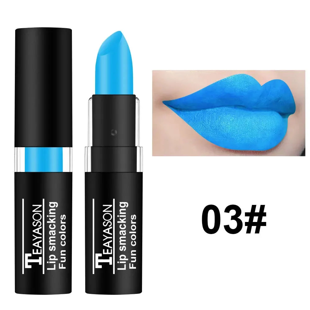12Colors Matte Lipstick Black Green Sexy Red Velvet Lip Gloss Long Lasting Non-stick Women Lip Tint Make Up Facial Body Cosmetic