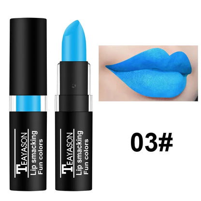 12Colors Matte Lipstick Black Green Sexy Red Velvet Lip Gloss Long Lasting Non-stick Women Lip Tint Make Up Facial Body Cosmetic