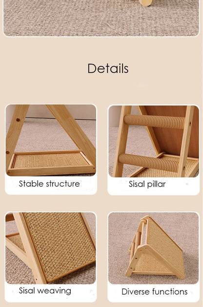 Wooden Cat Scratcher Cat Scratching Post Sisal Wear-resistant Cats Kitten Scratching Grinding Paws Toys Furniture Protector