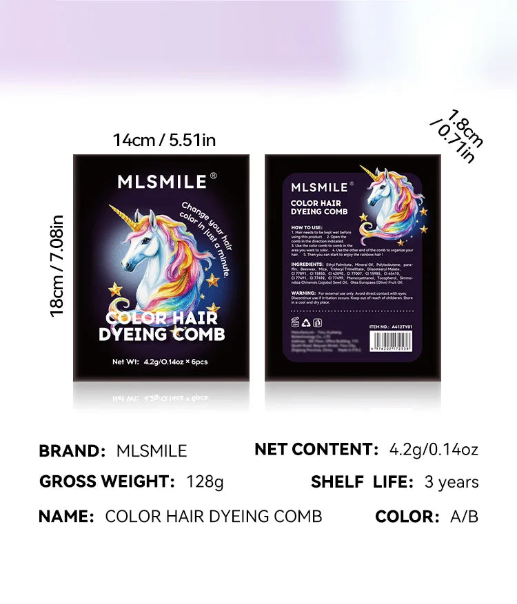 Disposable Hair Color Brush Washable Temporary Dye Comb No Loss Folding Styling Stick For Home DIY Colorful