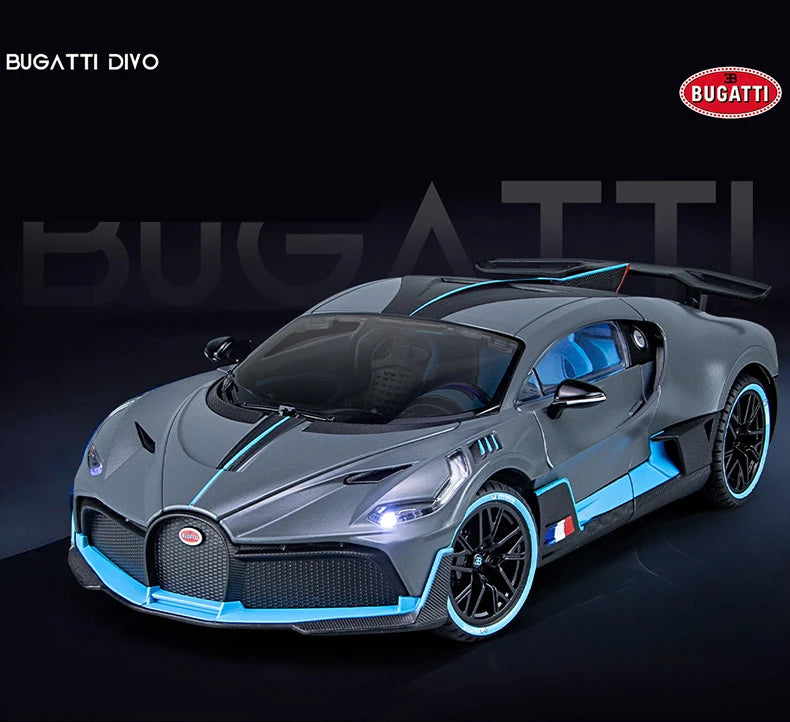 Large Size 1/18 Bugatti DIVO Alloy Sports Car Model Diecasts Metal Toy Vehicles Car Model Simulation Sound Light Gifts