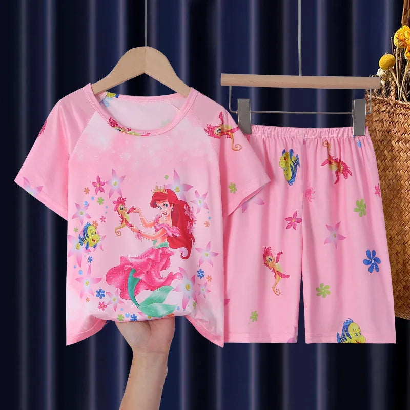 Toddler Baby Girls Boys Minnie Mouse Pajamas Sets Summer Short Sleeve Pyjama Stitch Enfant Baby Pijama Kids Night Wear Homewear Pjs