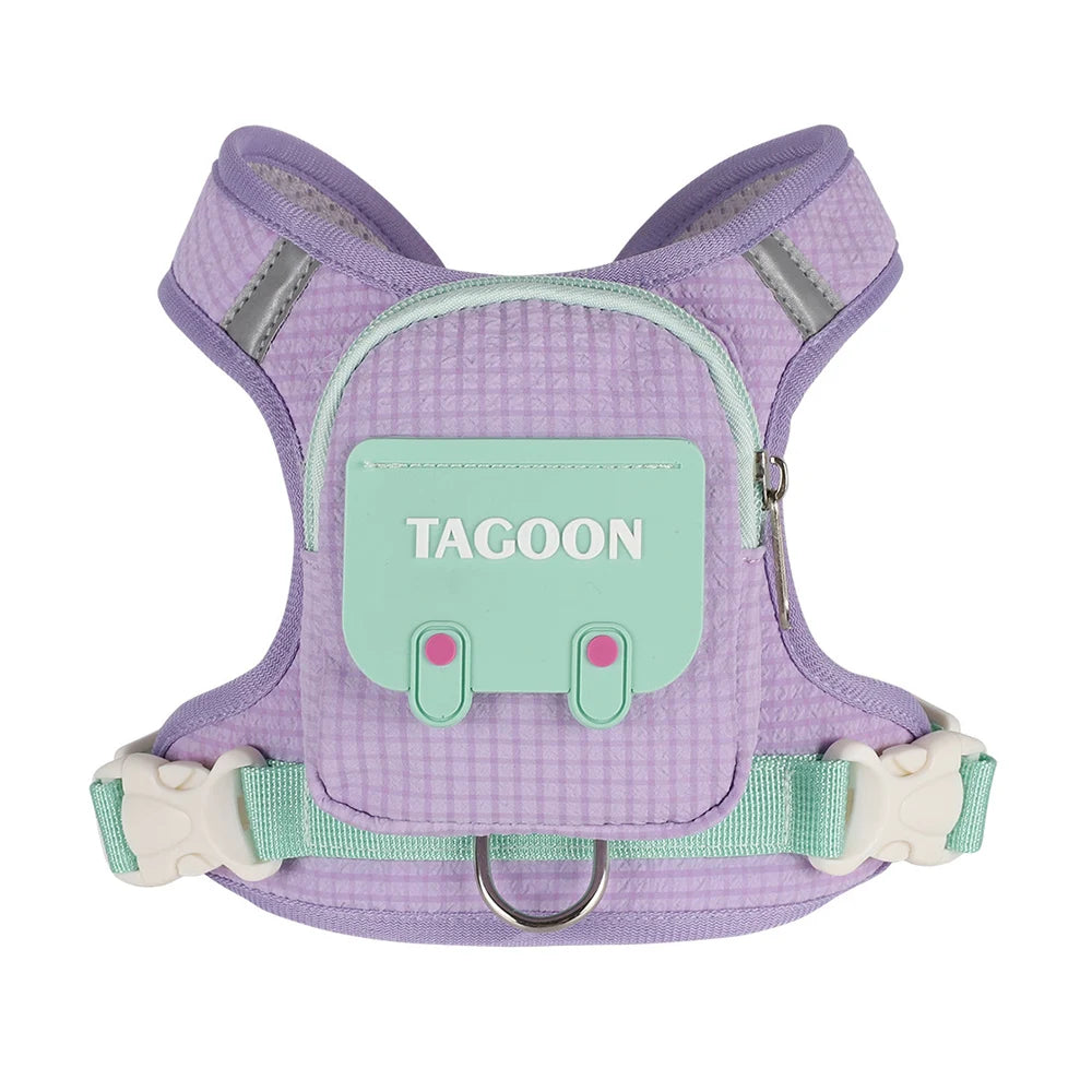 Dog Cat Harness and Leash Set, Reflective Adjustable Pet Vest with Backpack  for Small Medium dogs