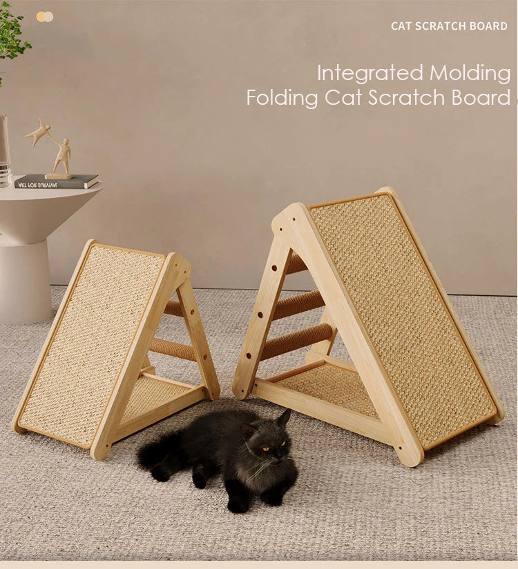 Wooden Cat Scratcher Cat Scratching Post Sisal Wear-resistant Cats Kitten Scratching Grinding Paws Toys Furniture Protector