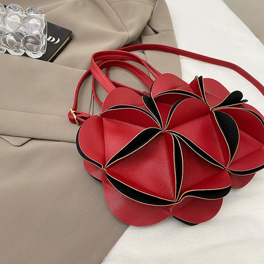 2026 High Quality Niche Bags Waterproof and Durable Design Sense Crossbody Bags PU Flowers Clock Shape Zipper Circular Bags