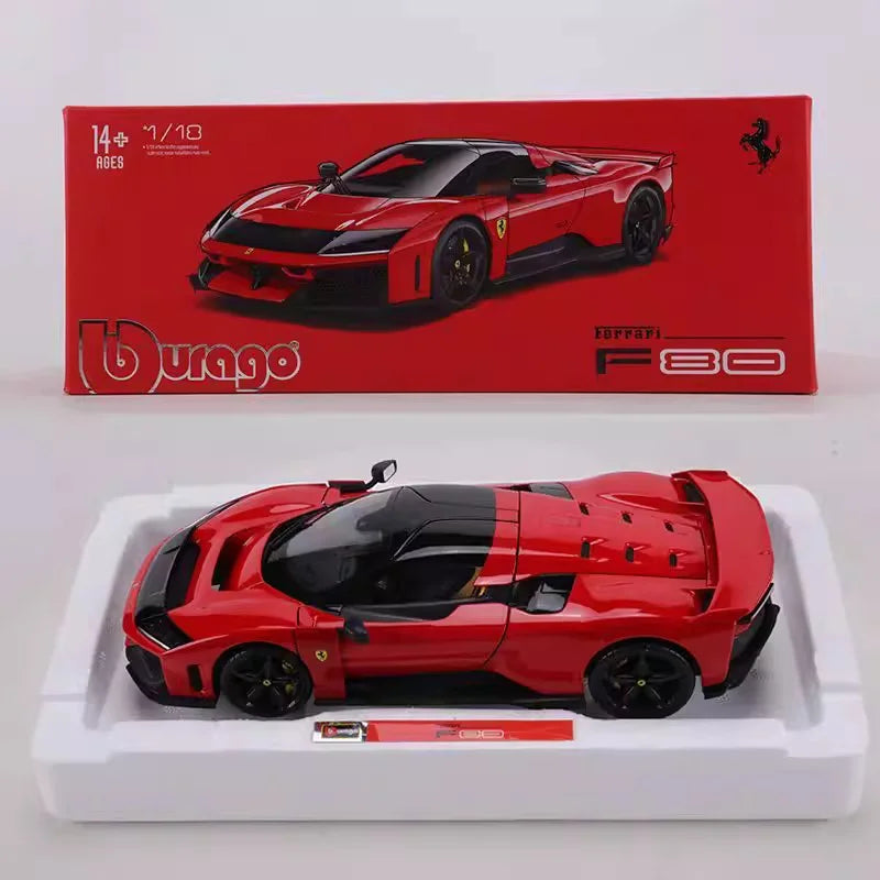 Bburago 1:18 Ferrari F80 Hardcover Full Open Model  Simulation Alloy Miniature Die-Casting Model Custom Gifts