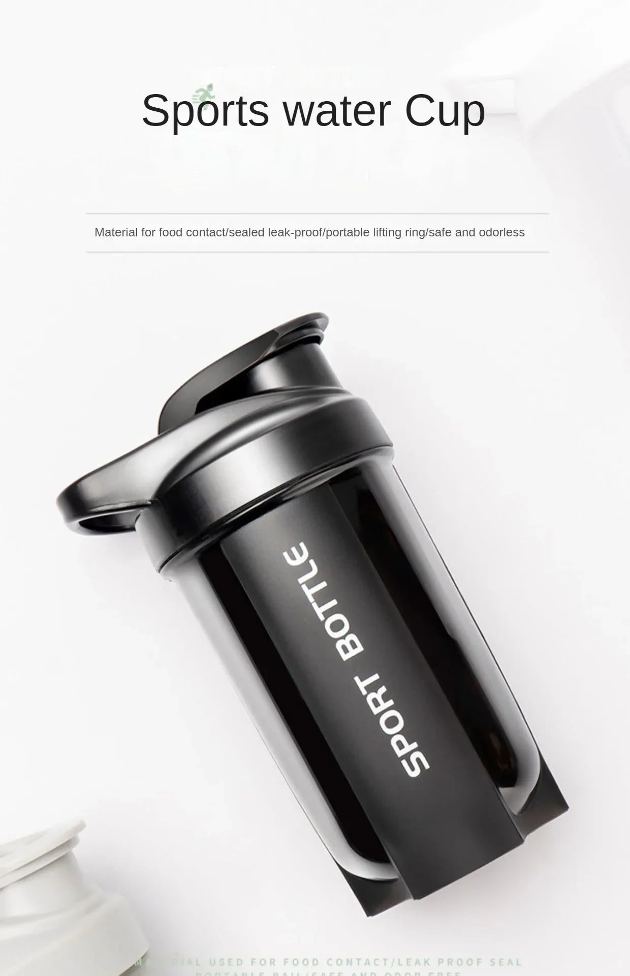 Portable Protein Powder Shaker Bottle Leak Proof Water Bottle For Gym Outdoor Fitness Training Sport Mixing Cup With Scale