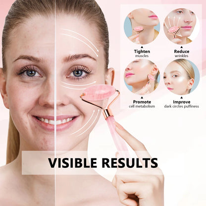 Premium Jade Roller and Gua Sha Set for Facial Beauty - Resin Massager for Face, Eyes, Neck - Reduce Fine Lines and Wrinkles