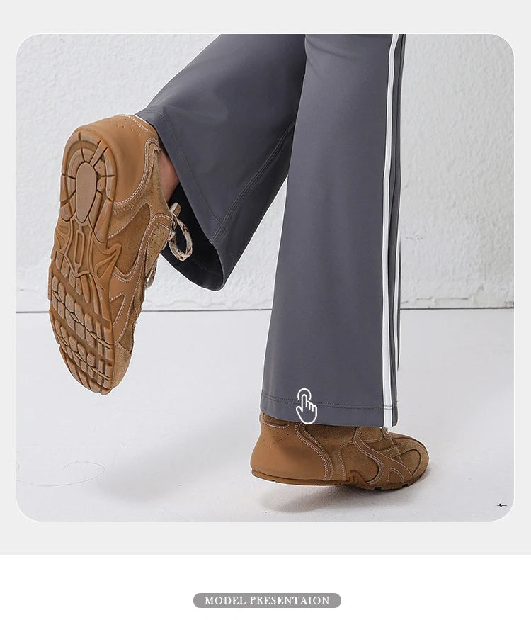 Women's plus Size Fitness Flare Yoga Pants Four-Way Stretch Breathable Full Length Elastic Waist Hip Lifting Yoga Trousers