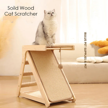 Wooden Cat Scratcher Cat Scratching Post Sisal Wear-resistant Cats Kitten Scratching Grinding Paws Toys Furniture Protector