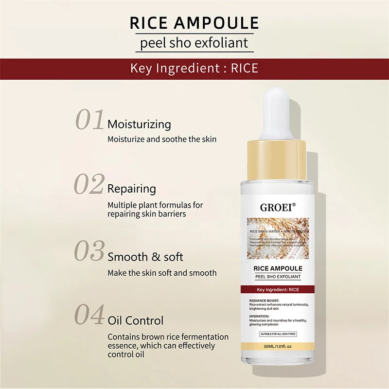 Hoygi Peel Shot Ampule Set Rice Toner Moisturizing Facial Essence Glowing Skin Water-oil Balancing Essence Revitalizing Skin Dullness