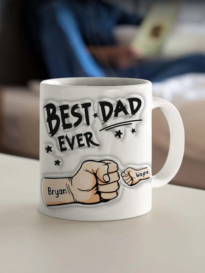 Personalized Dad Mug for Father's Day Custom Name Coffee Cup with 3D Text Effect Custom Name Coffee Cup Gift for Daddy Grandpa