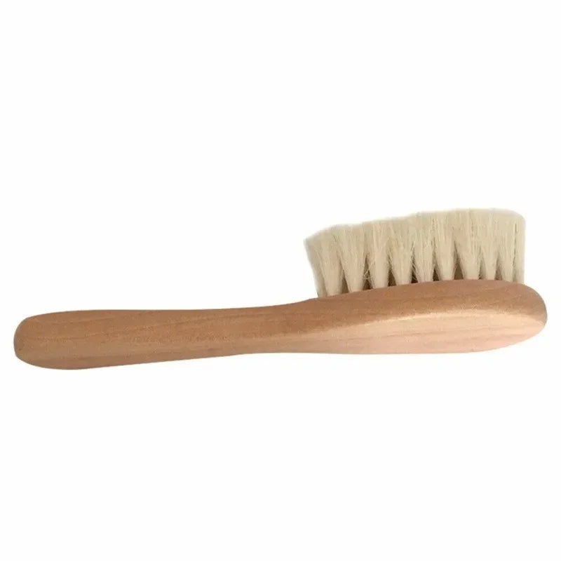 Newborn Baby Wool Wood Brush Comb Head Massage Tool Portable Baby Comb Bath Brush Comb，Special for Real Hair Wigs