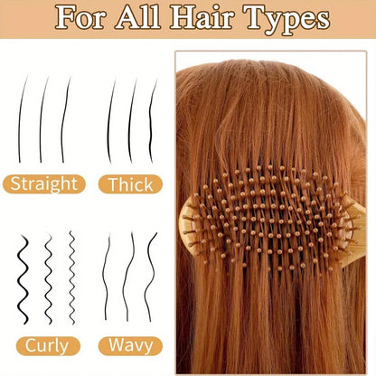 Natural Wood Comb Bamboo Air Cushion Comb High Elastic Head Smooth Hair Not Knotted Practical Comb Hair Loss Massage Brush