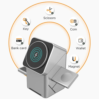 Qi2 3 in 1 Magsafe Wireless Chargers Station for iPhone & Samsung Magnetic Charging Dock for Apple Watch Charger