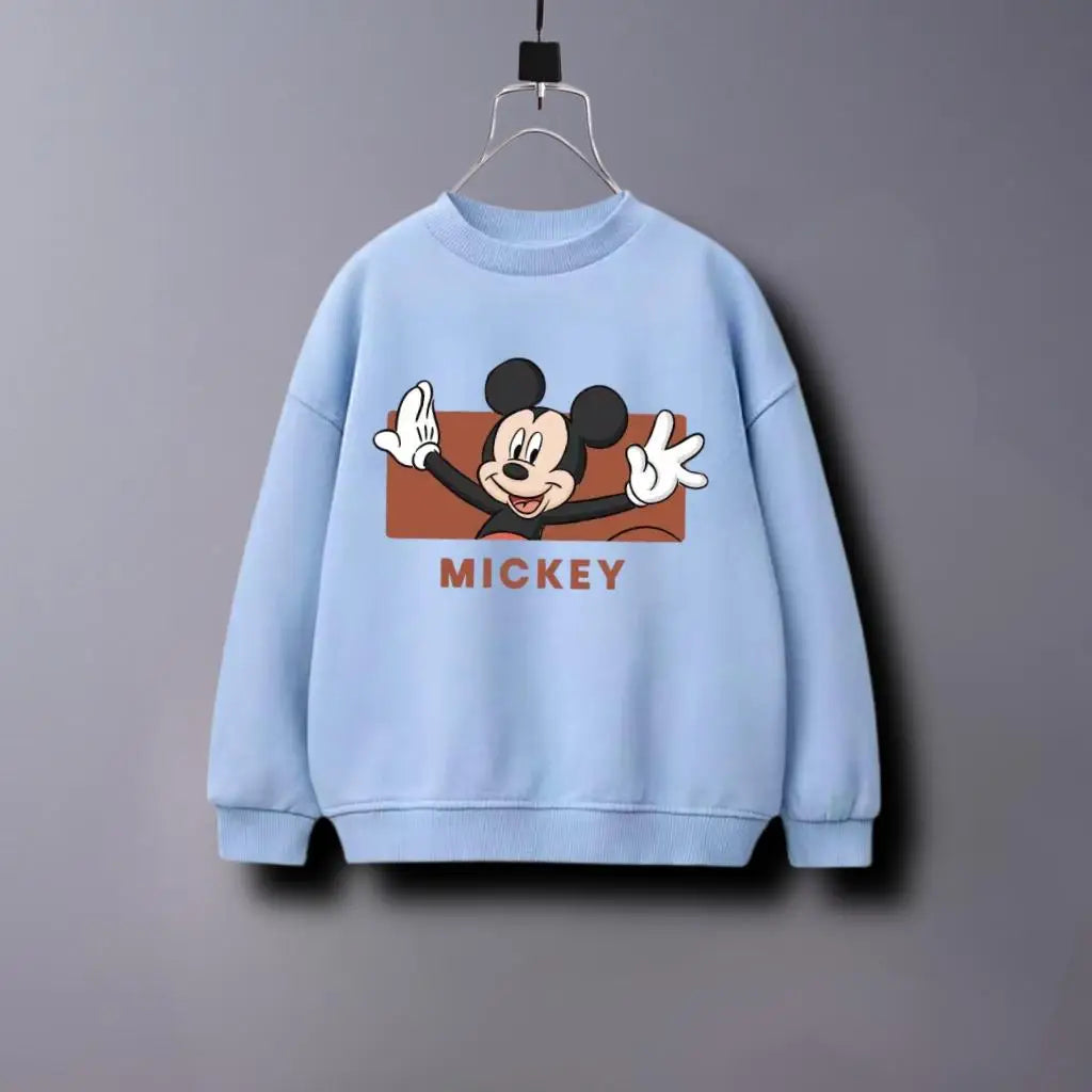 Solid Color Fashion Children Mickey Mouse Sweatshirt Autumn Clothes Popular Simple Kids Long Sleeve Tops Crewneck Hoodie 6m-7y