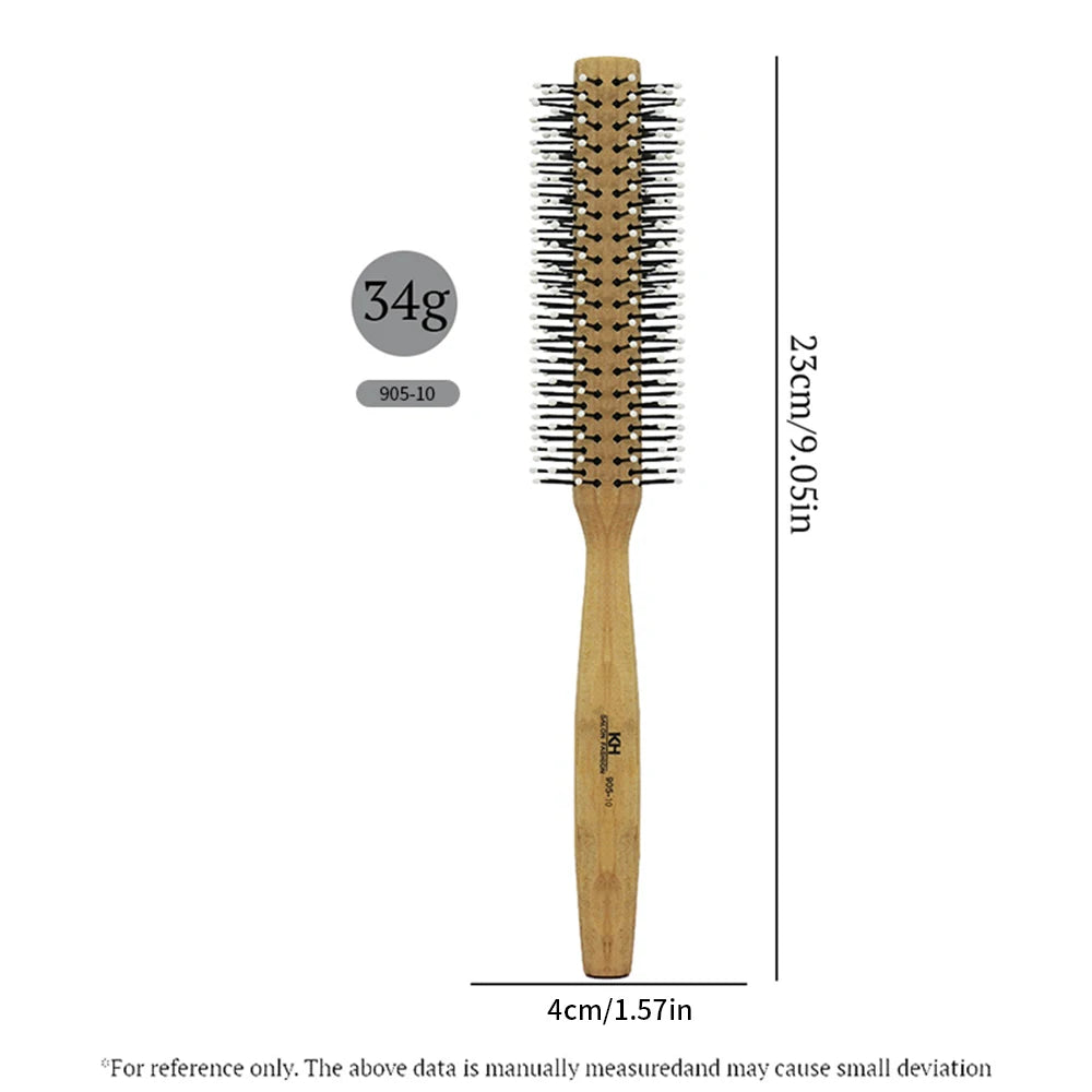 Hair Round Comb Natural Wood Handle Round Barrel Hair Comb For Thin Or Short Hair Men Women Use Anti Static Brush Styling Tools