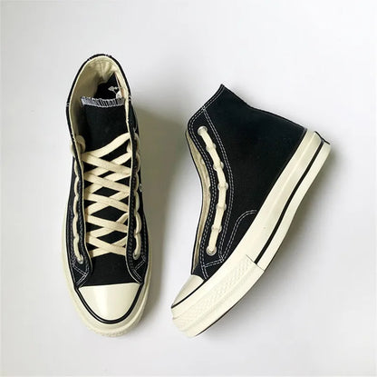 First Grade Fine Cotton Shoelaces High-top Low-top 1970S Canvas Black White Shoes laces 7 mm Width 90/180 cm Women Men Shoelace
