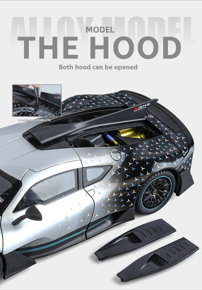 Large 1/18 alloy die-cast AMG-ONE sports car model simulation sound and light adult collection gift
