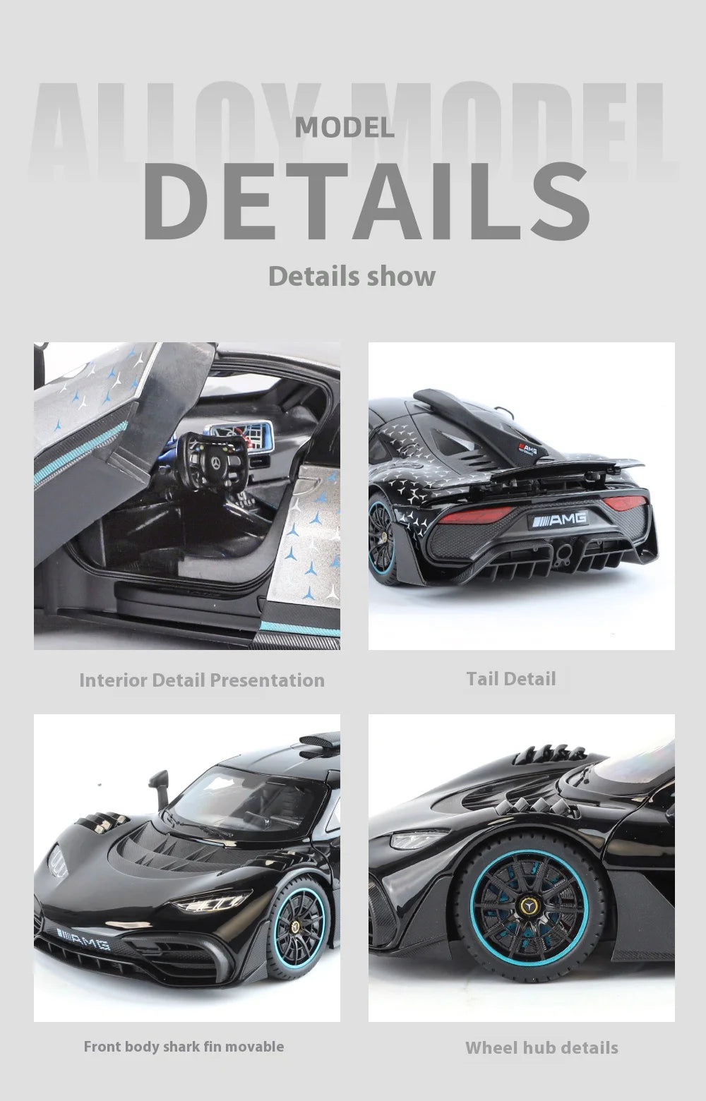 Large 1/18 alloy die-cast AMG-ONE sports car model simulation sound and light adult collection gift