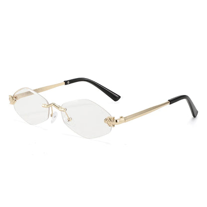 Protective Glasses Fashion Irregular Sunglasses Women Retro Brand Design Metal High Quality Vintage Rhombus Rimless Glasses